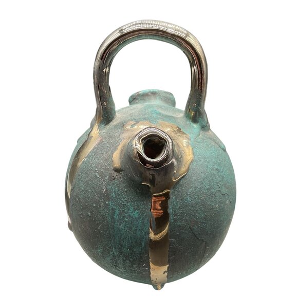 Unique Handcrafted Ceramic & Metal Gargoulette Teapot Mid East Egyptian Style - Picture 2 of 5